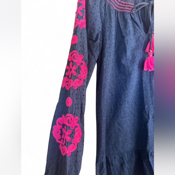 Lily Pulitzer Lucee Navy & Pink Boho Eyelet Dress Medium - Picture 4 of 6